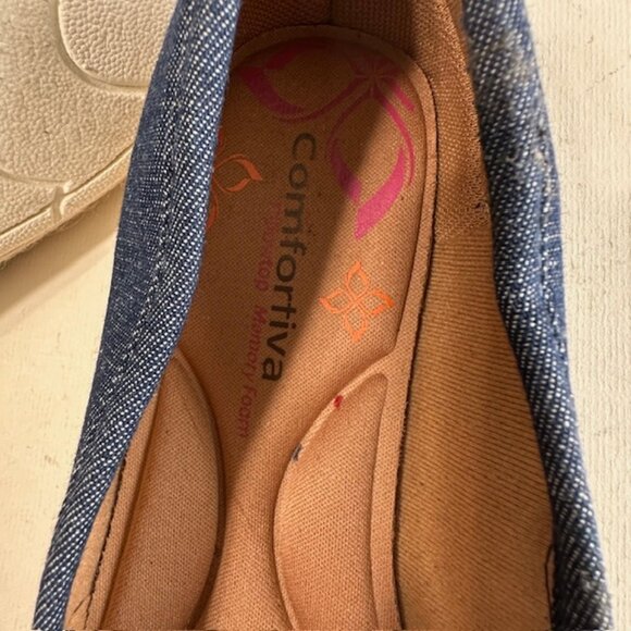 Comfortiva Navy denim espadrille flats with a jute-wrapped sole Size 8.5 M - Picture 6 of 7